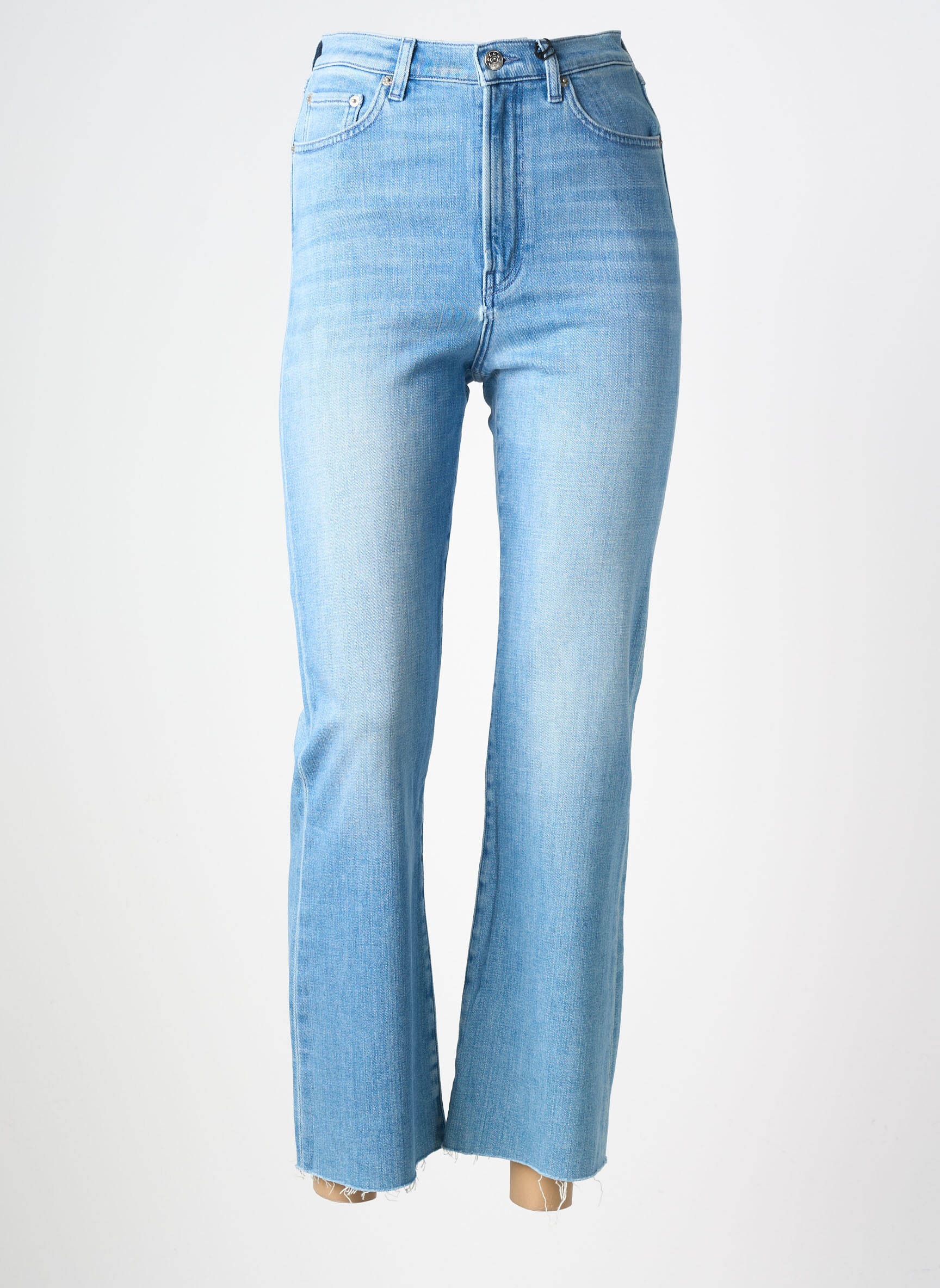 Jeans coupe droite taille haute taille haute bleu NVY femme