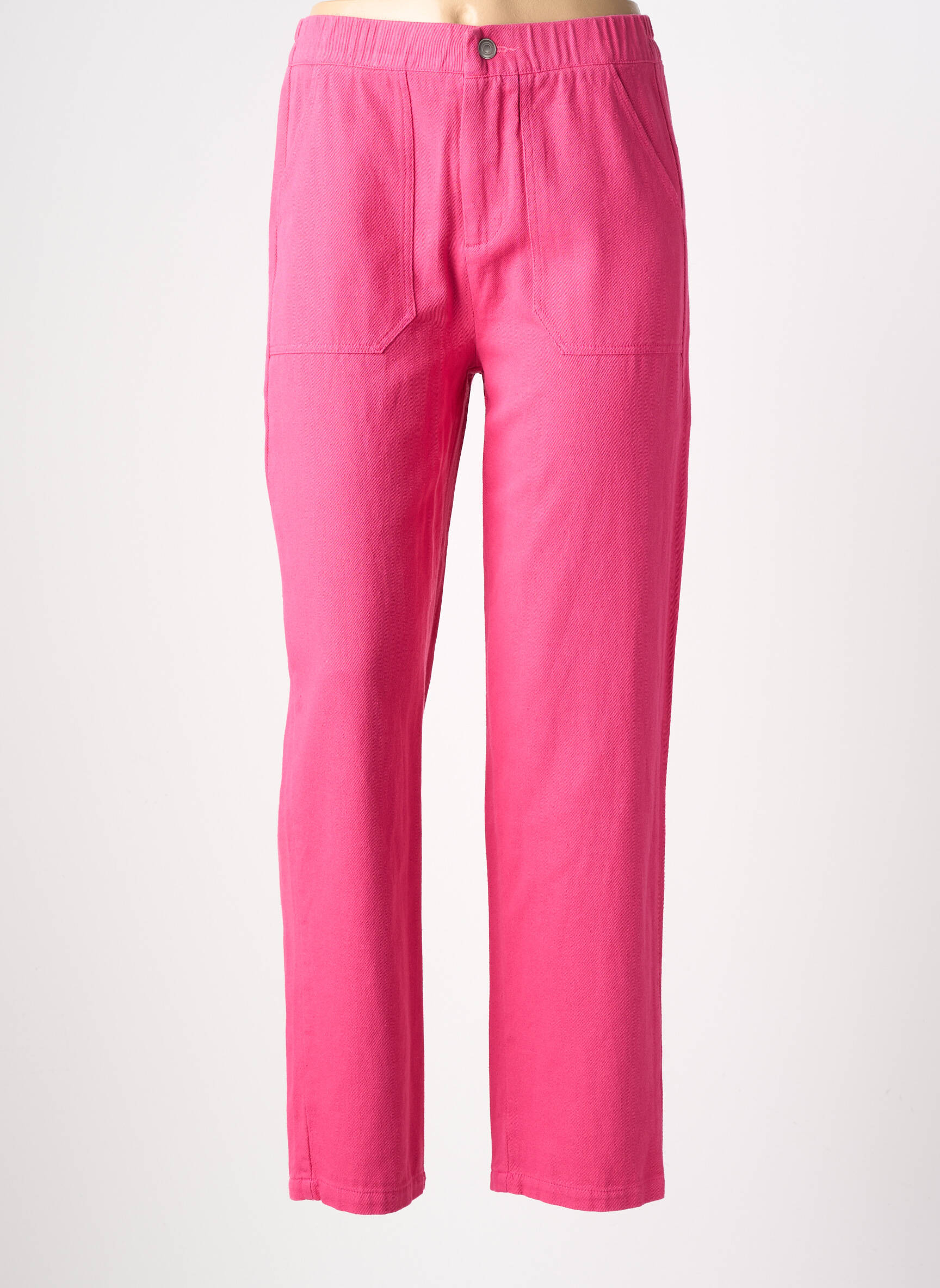 Pantalon droit stretch rose EMILIE.K femme