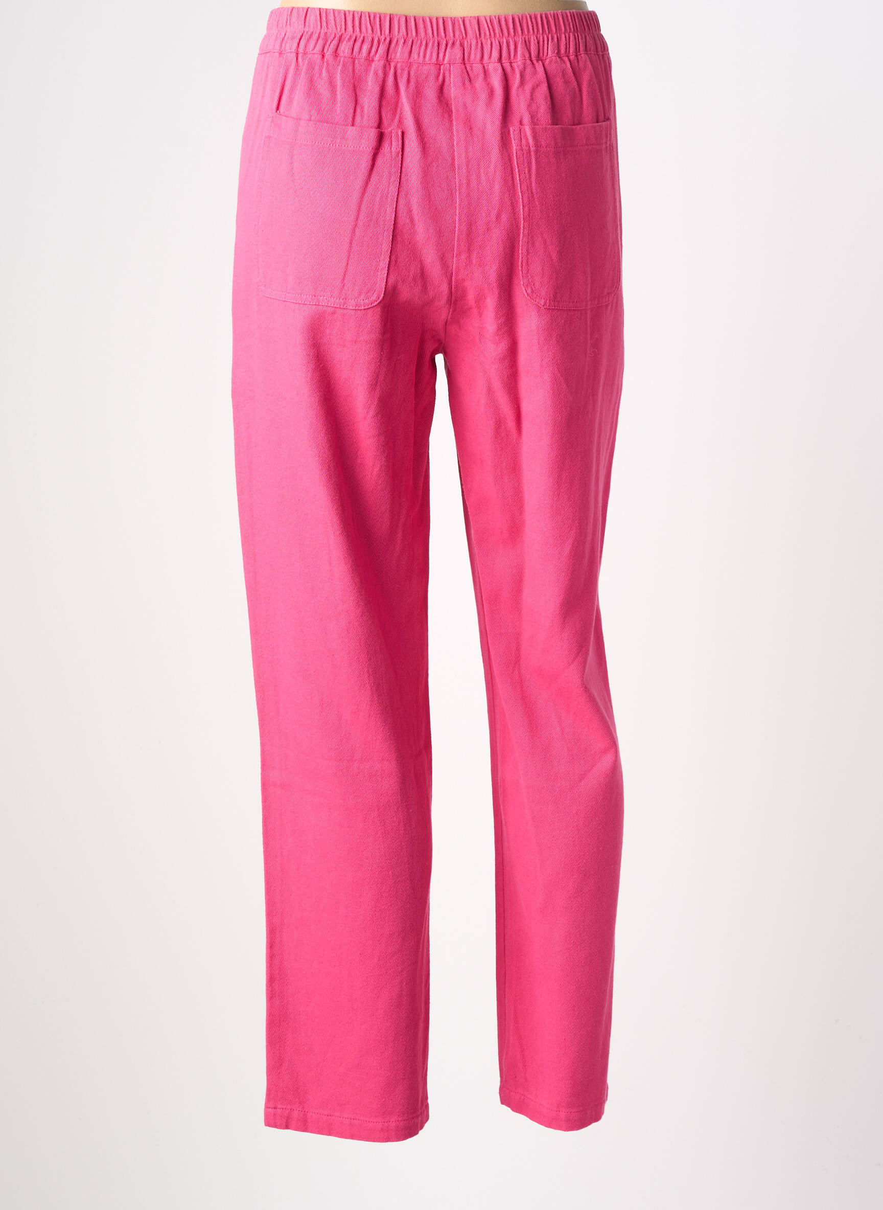 Pantalon droit stretch rose EMILIE.K femme