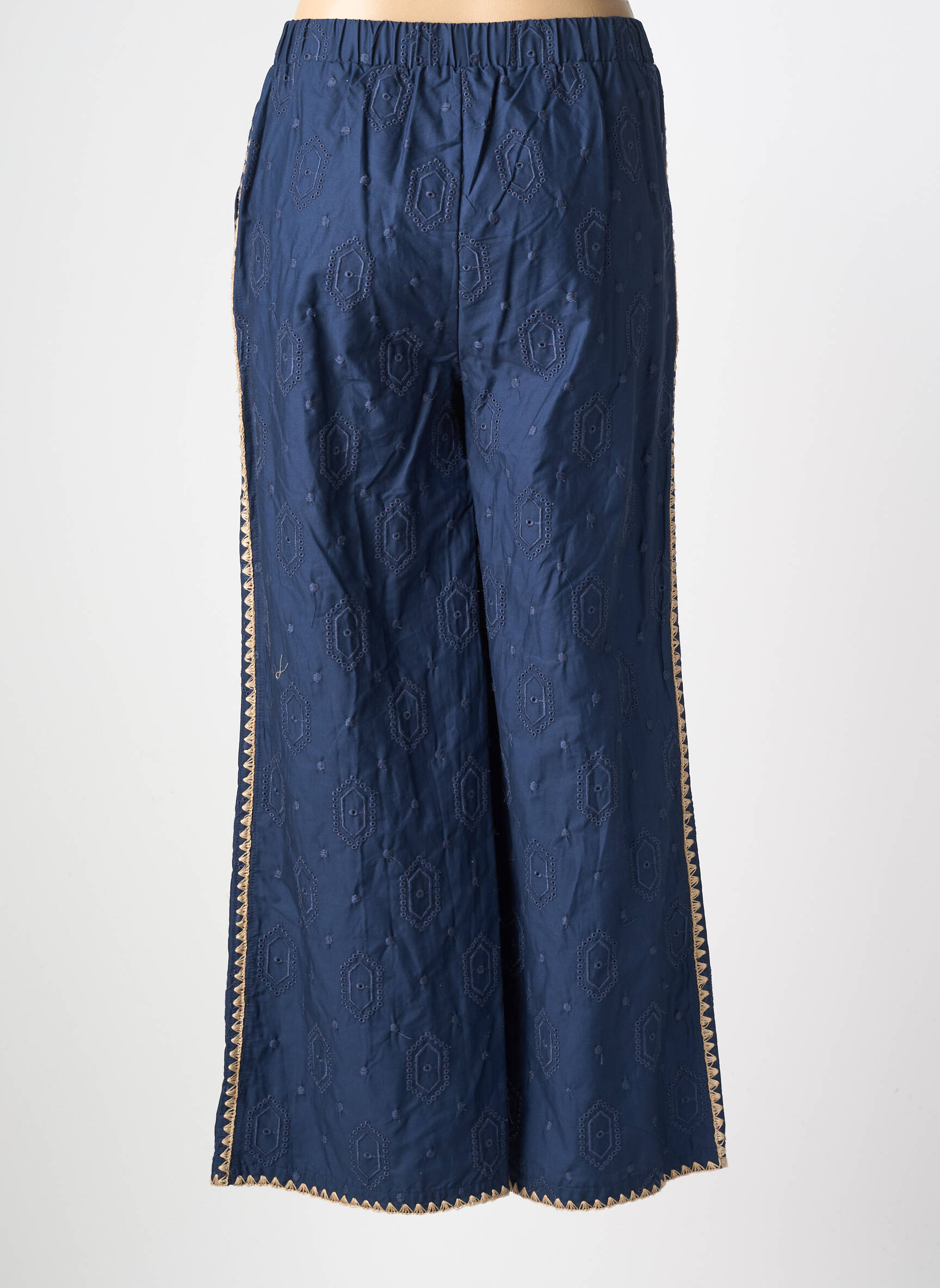 Pantalon large coupe fluide taille normale bleu EMILIE.K femme