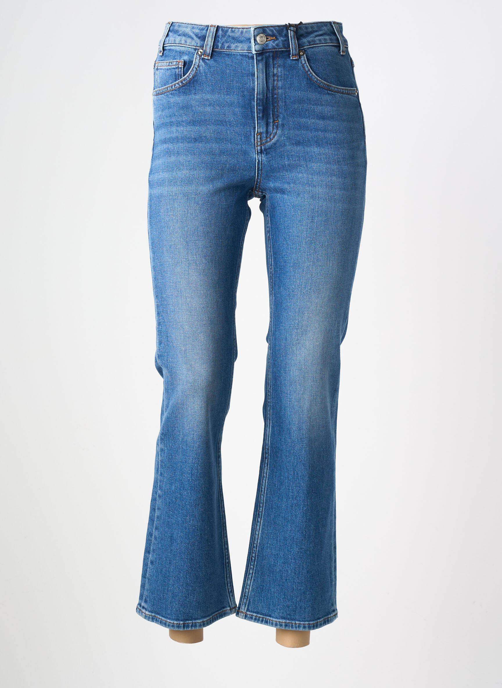 Jean coupe flare stretch taille haute bleu NVY femme