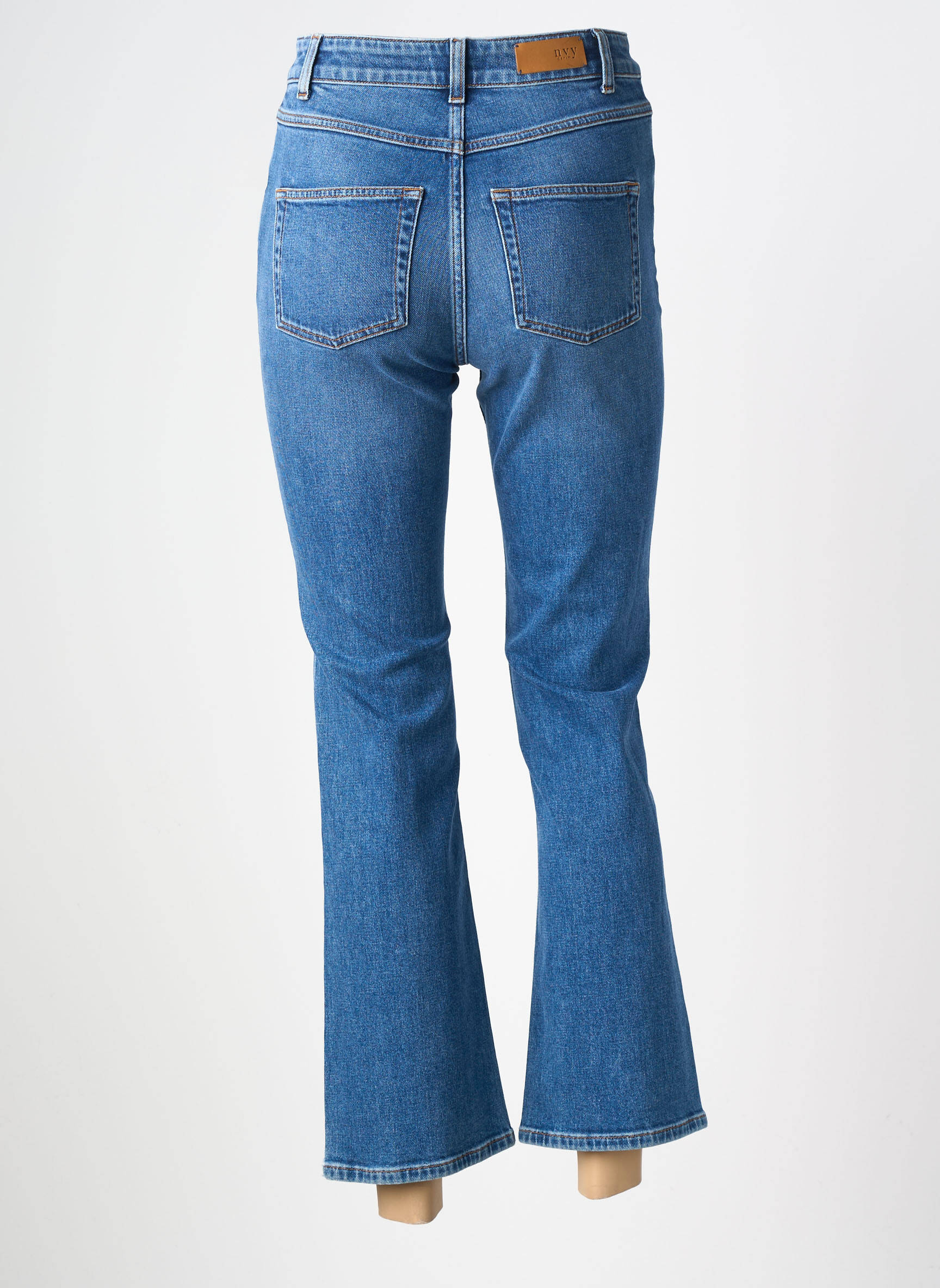 Jean coupe flare stretch taille haute bleu NVY femme