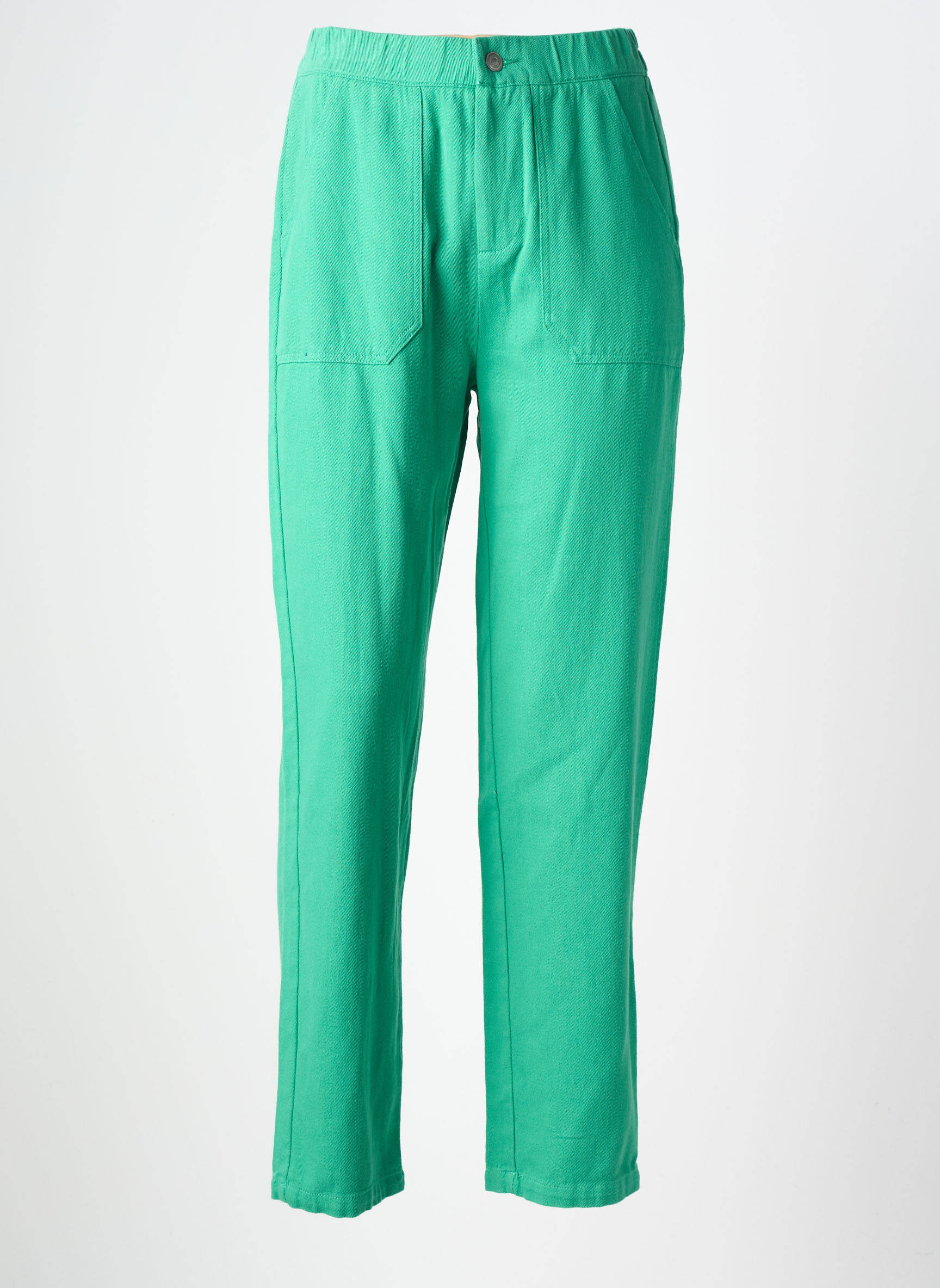 Pantalon droit taille haute taille haute vert EMILIE.K femme