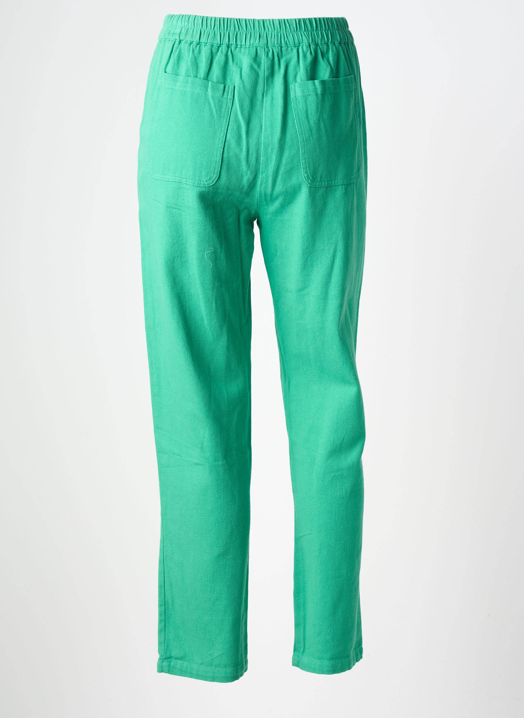 Pantalon droit taille haute taille haute vert EMILIE.K femme