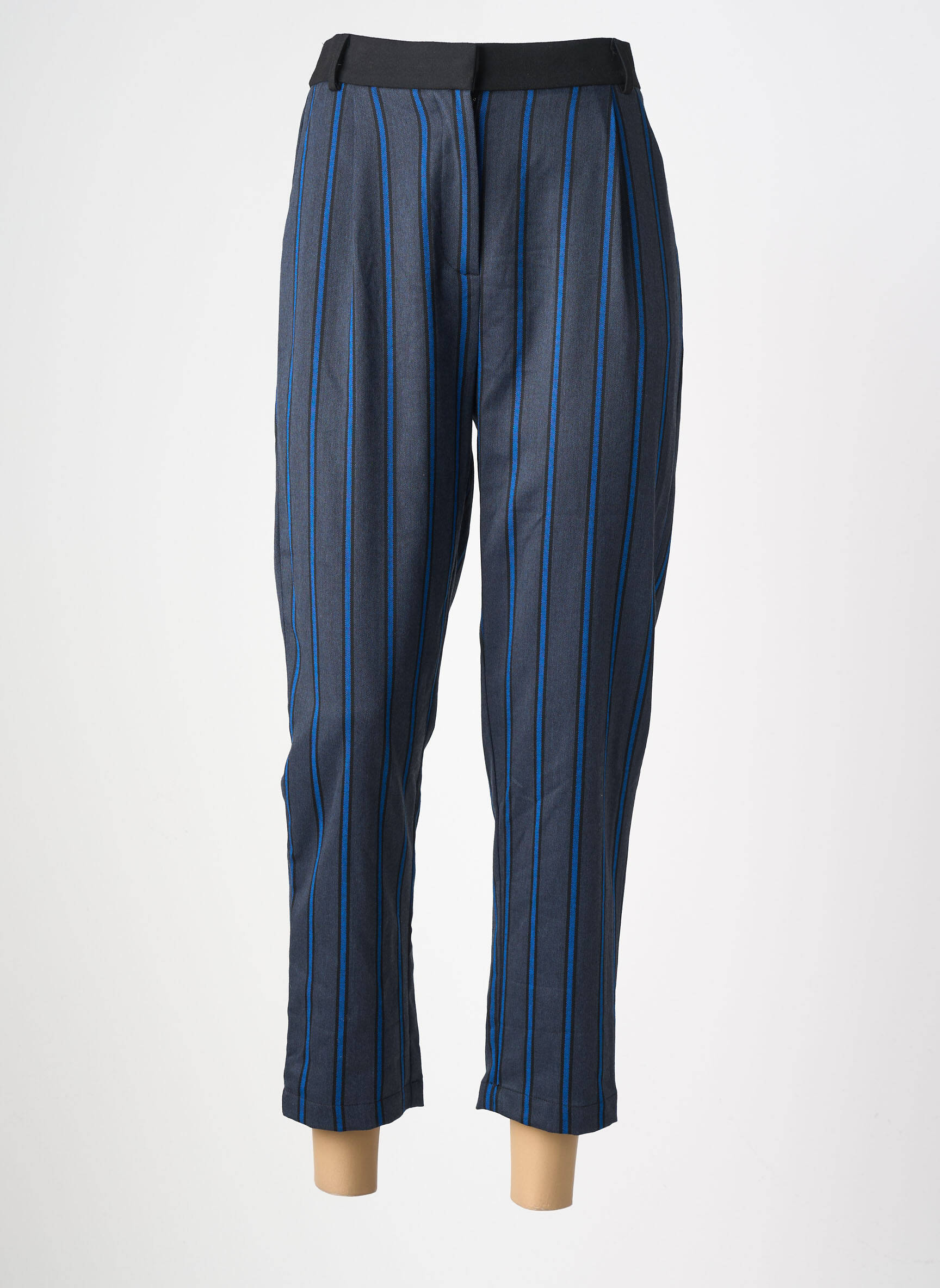 Pantalon droit stretch taille haute gris YUKA femme