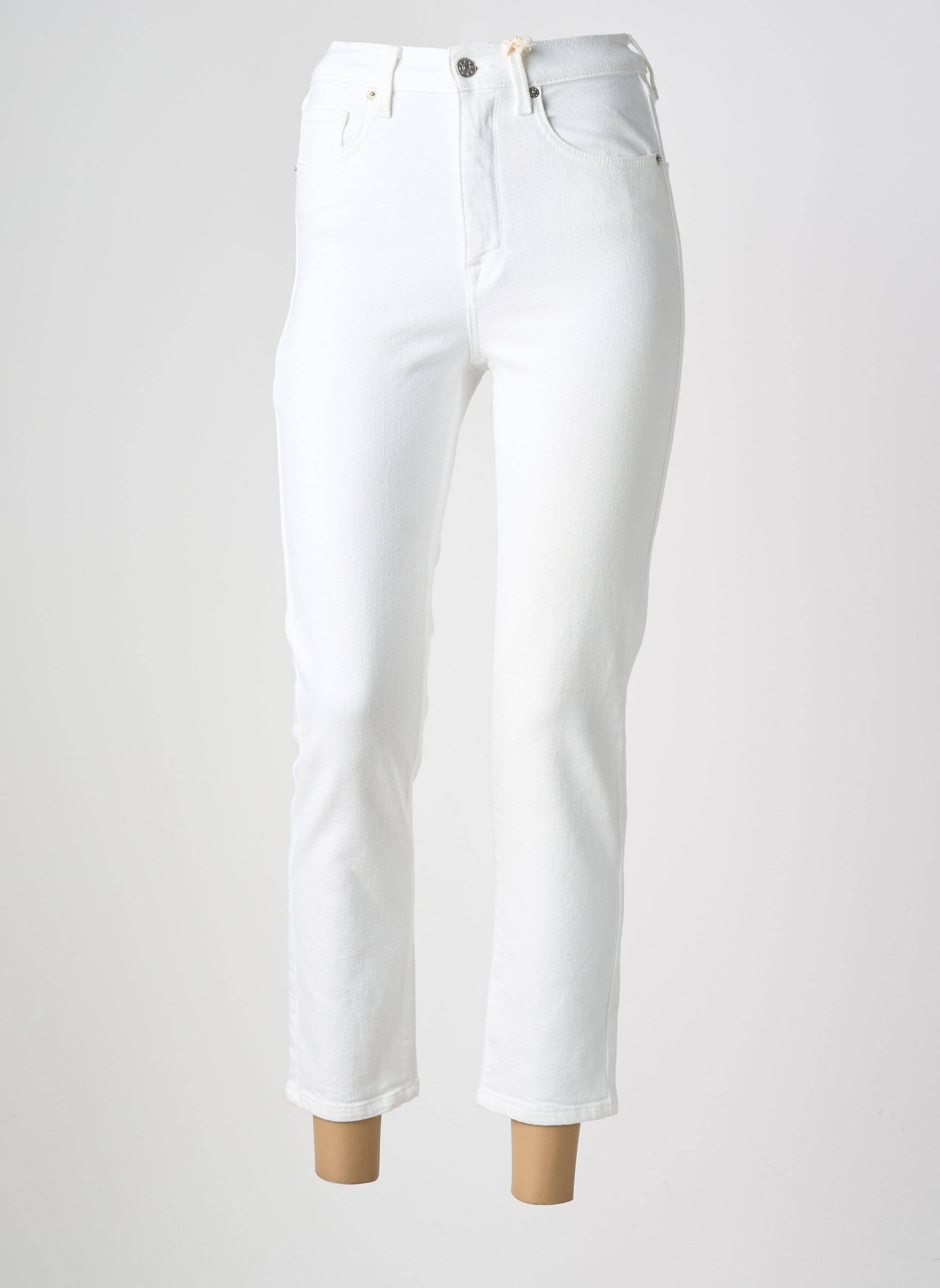Jeans coupe slim taille haute taille haute blanc NVY femme