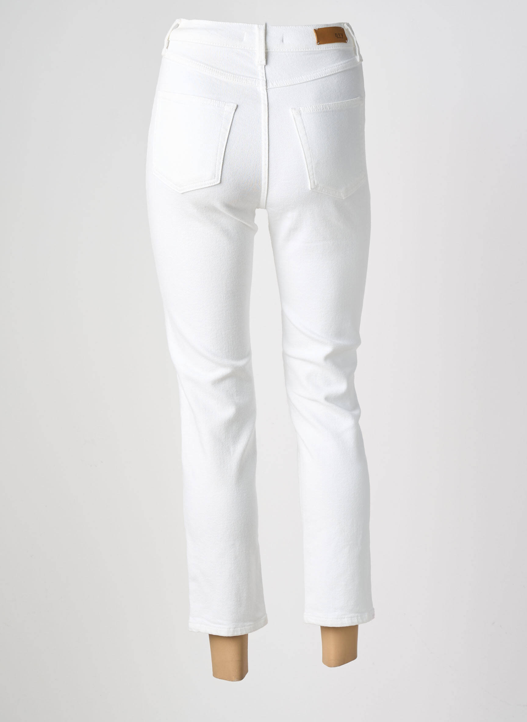 Jeans coupe slim taille haute taille haute blanc NVY femme