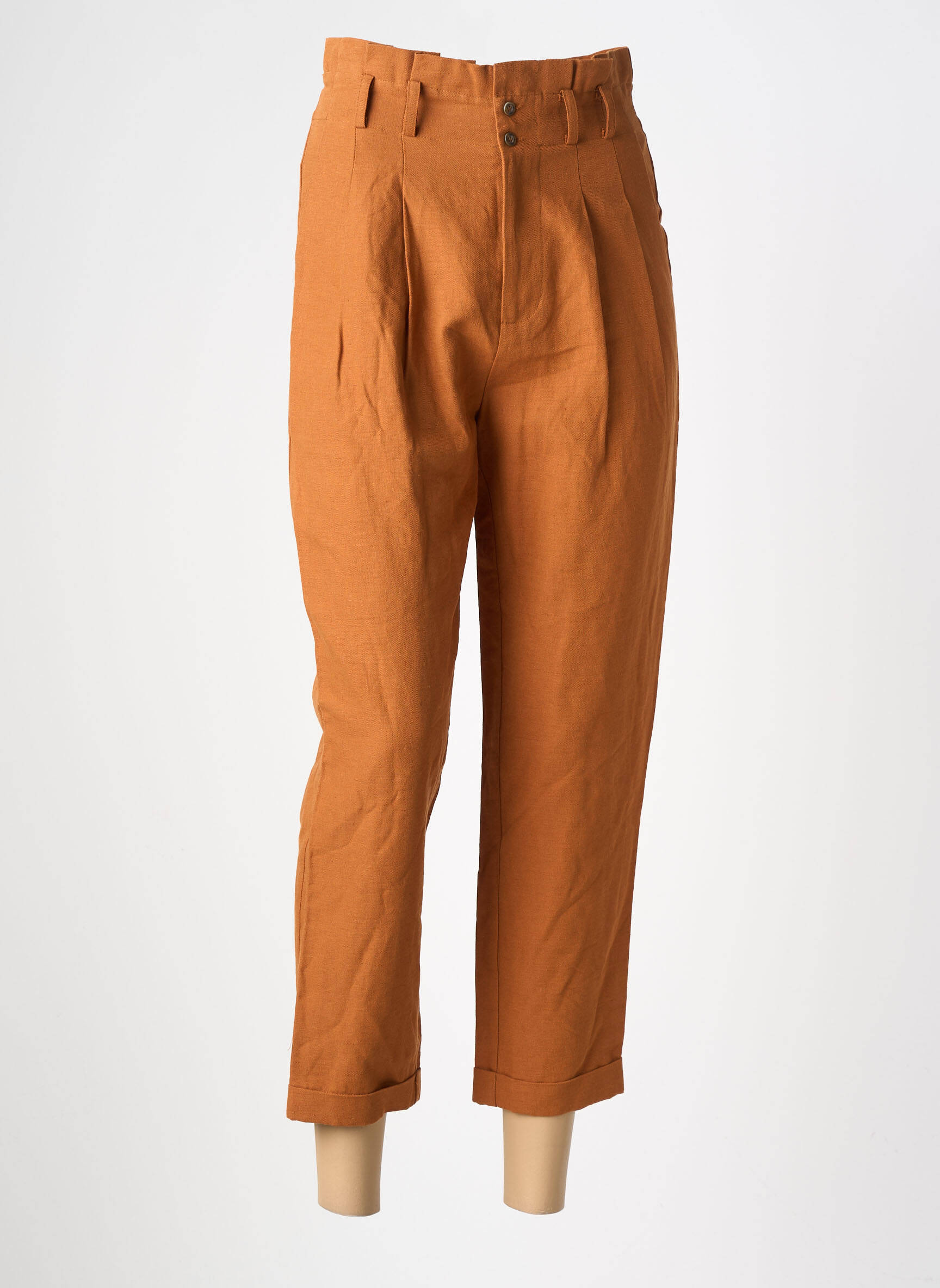 Pantalon droit taille haute taille haute marron THE KORNER femme