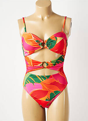 Maillot de bain 1 pièce effet matière satinée haut soutien-gorge avec mousse de rembourrage amovible orange LA PETITE ETOILE femme