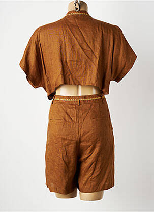 Combishort tissage crêpe manches courtes marron ARTLOVE femme