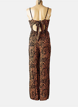 Combi-pantalon tissage crêpe fines bretelles marron ARTLOVE femme