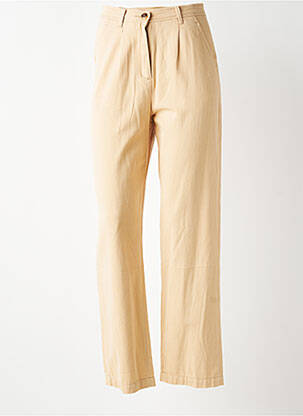 Pantalon droit tissage popeline taille haute beige ARTLOVE femme