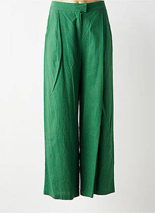 Pantalon large tissage crêpe taille haute vert LA PETITE ETOILE femme