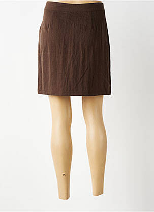 Jupe courte taille à pinces marron LA PETITE ETOILE femme
