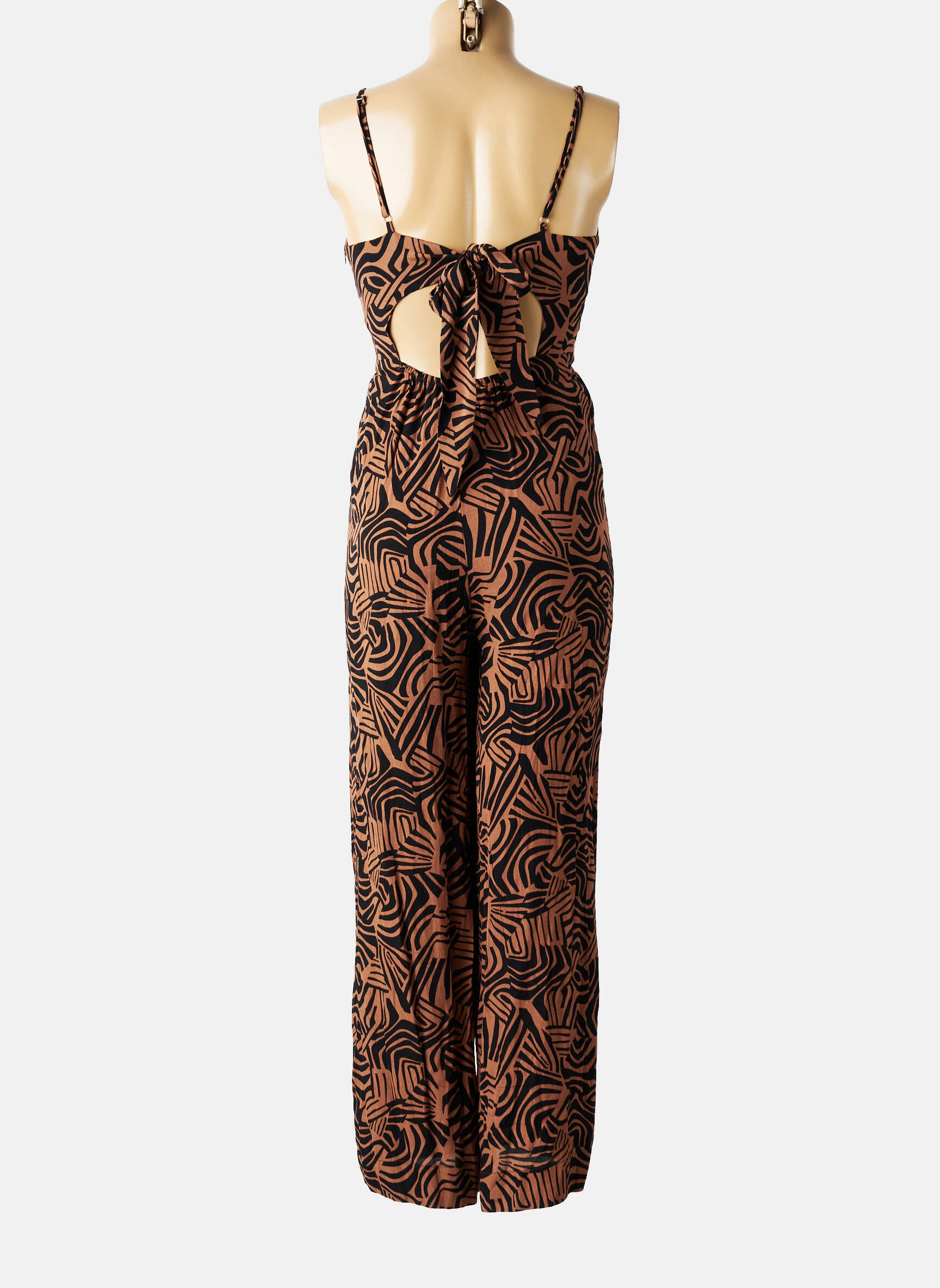 Combi-pantalon tissage crêpe fines bretelles marron ARTLOVE femme