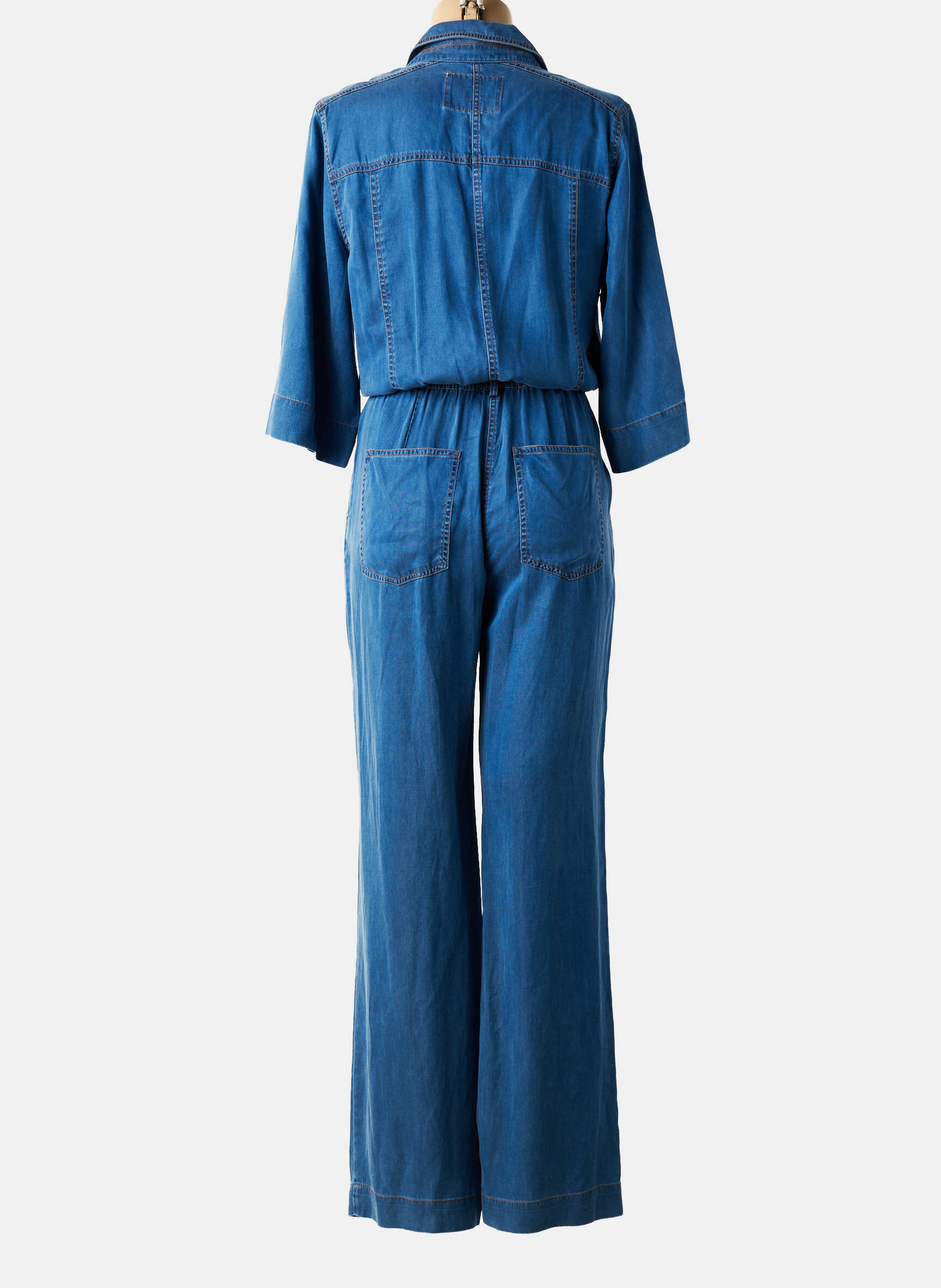 Combi-pantalon fermeture boutonnée sur le devant manches 3/4 bleu NUMPH femme