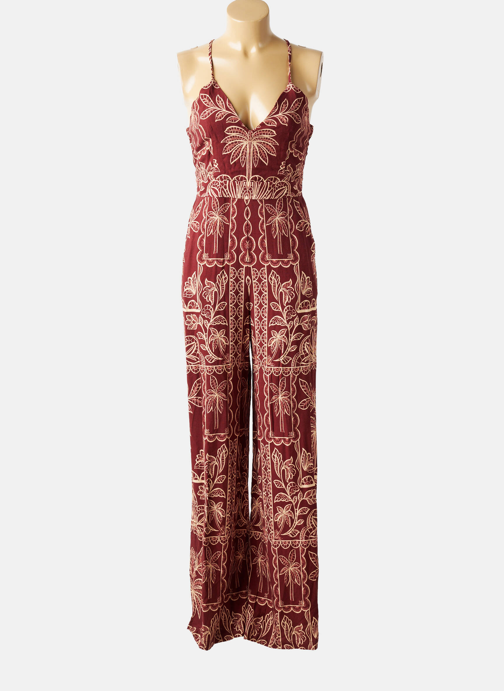 Combi-pantalon tissage crêpe fines bretelles rouge LA PETITE ETOILE femme