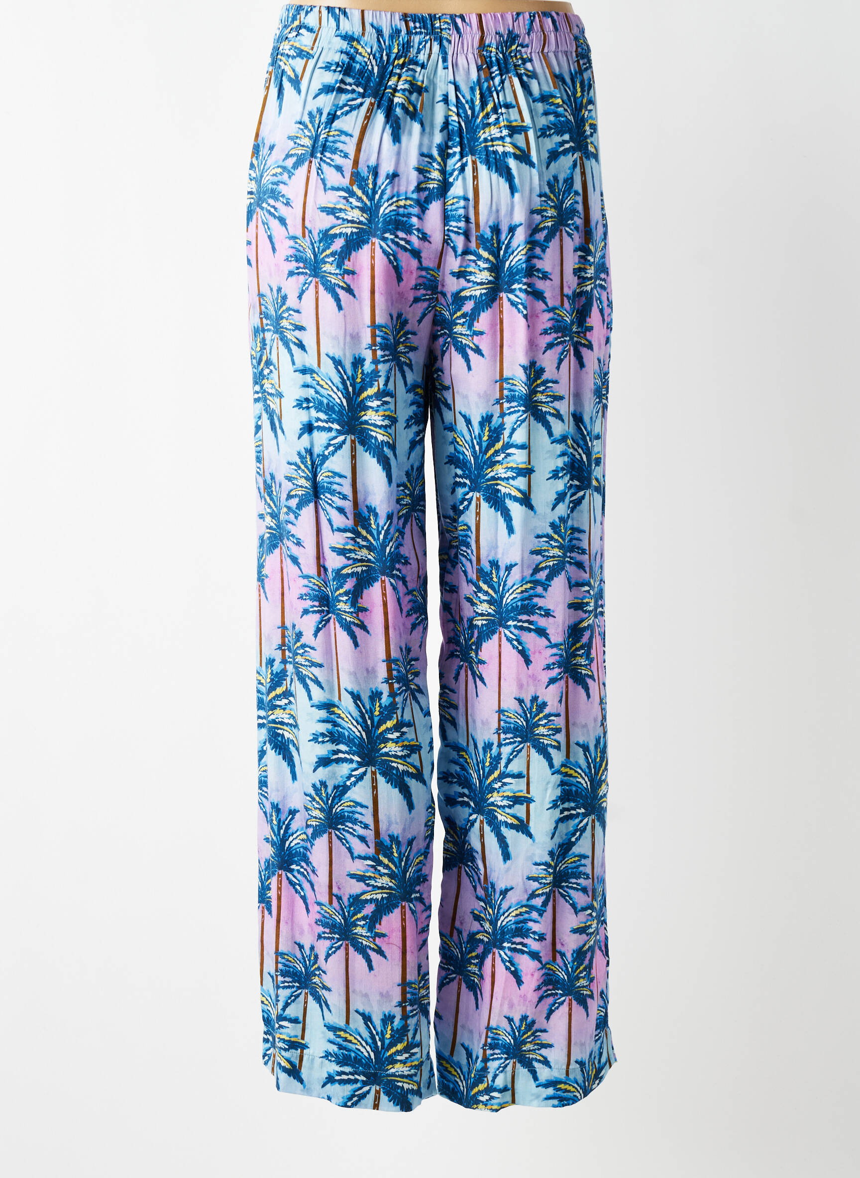 Pantalon large tissage popeline taille haute bleu LA PETITE ETOILE femme