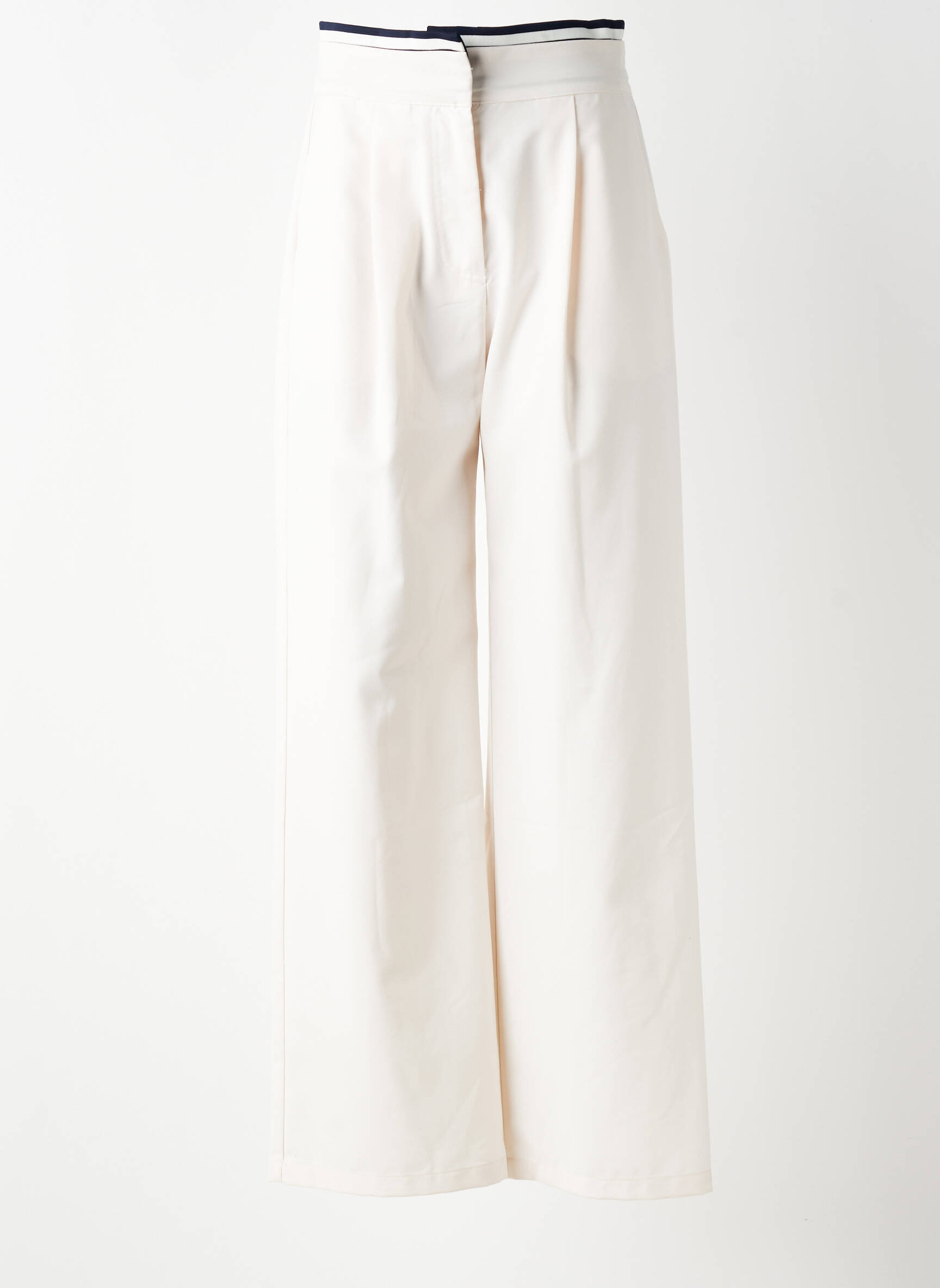 Pantalon large tissage popeline taille haute beige LA PETITE ETOILE femme