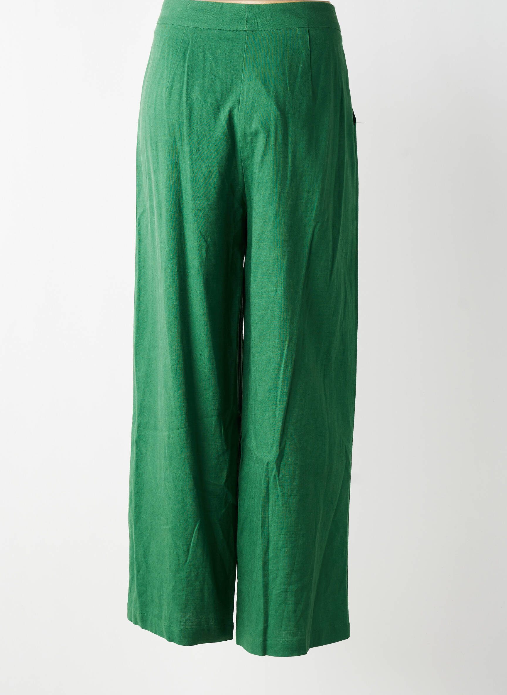 Pantalon large tissage crêpe taille haute vert LA PETITE ETOILE femme
