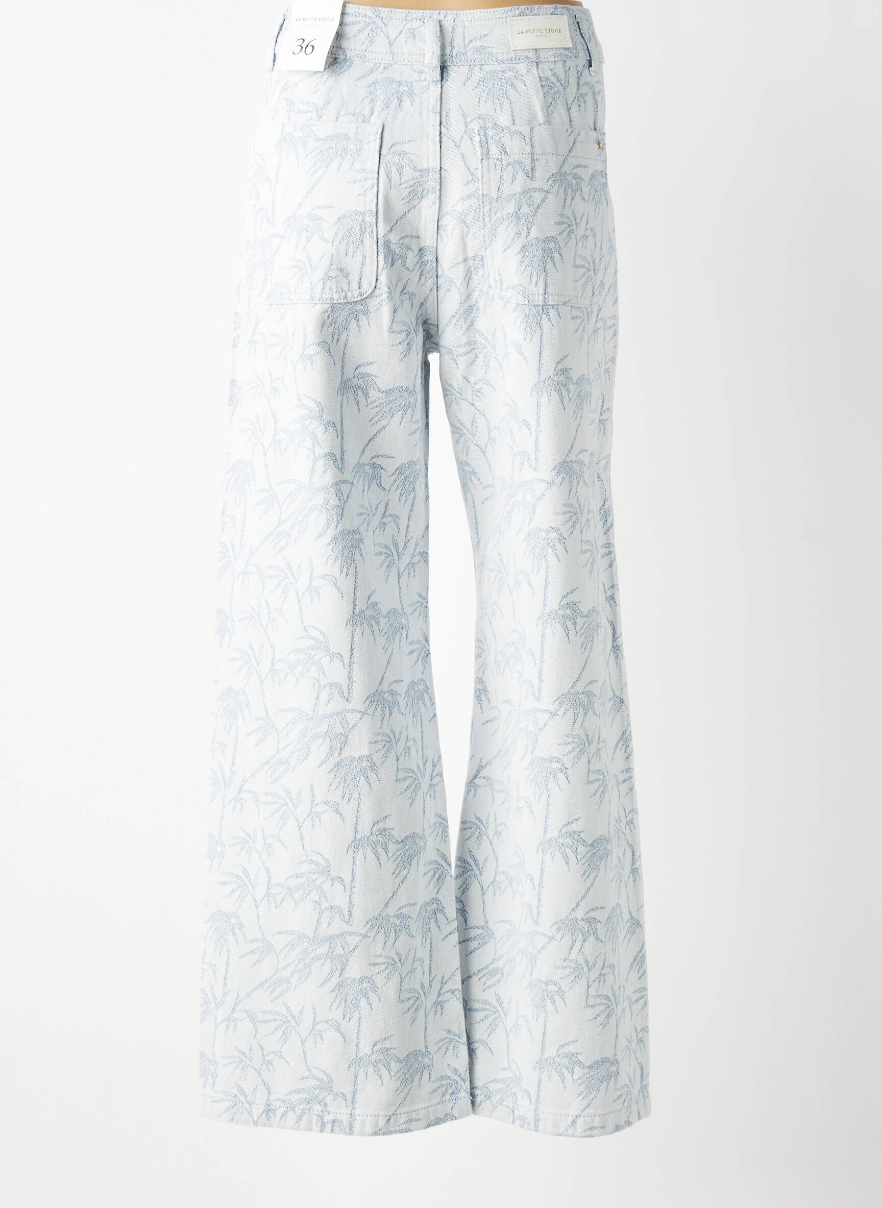 Jeans coupe large taille à pinces taille haute bleu LA PETITE ETOILE femme