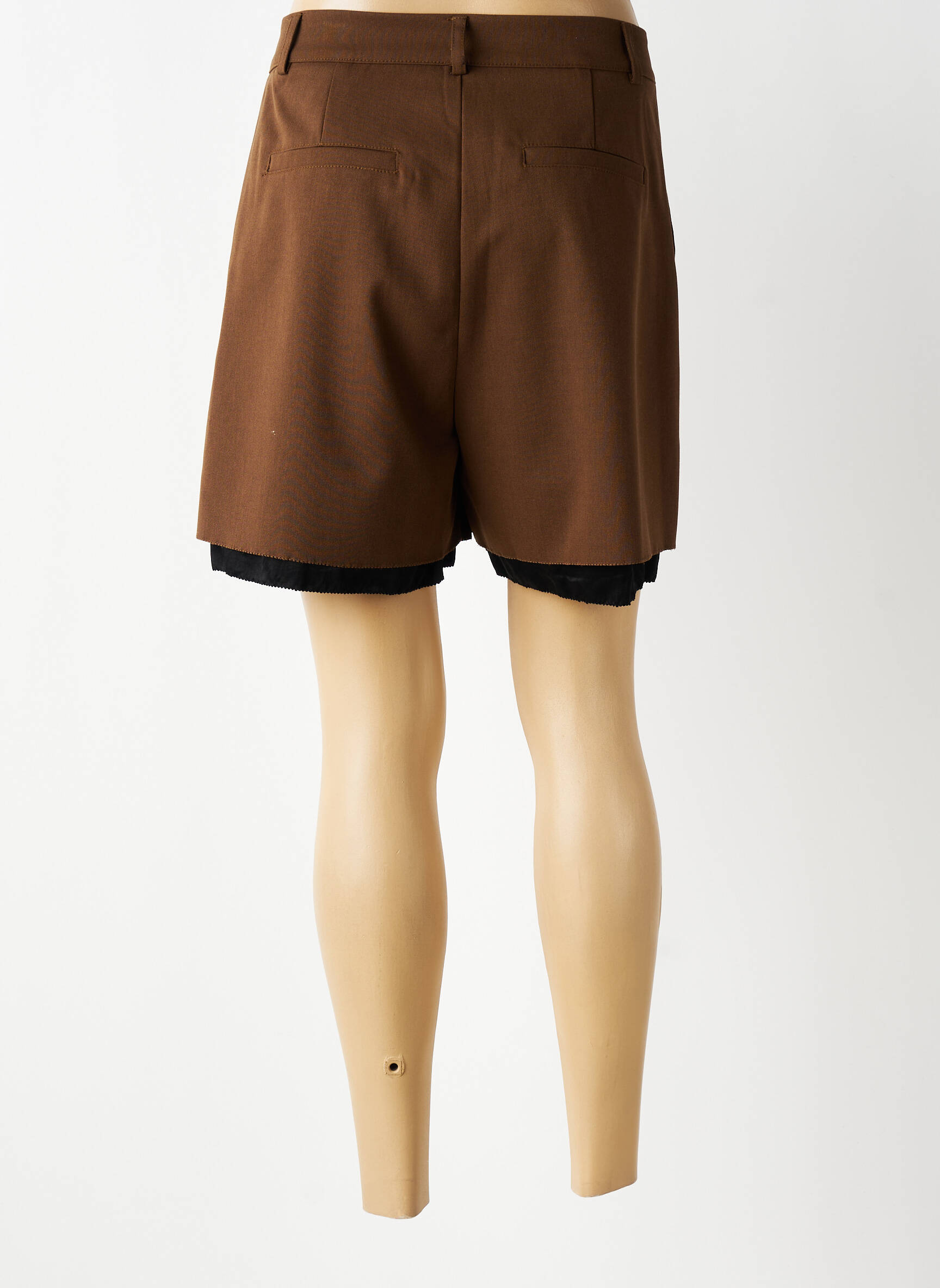 Short fermeture zippée sous rabat avec crochet taille haute marron ARTLOVE femme