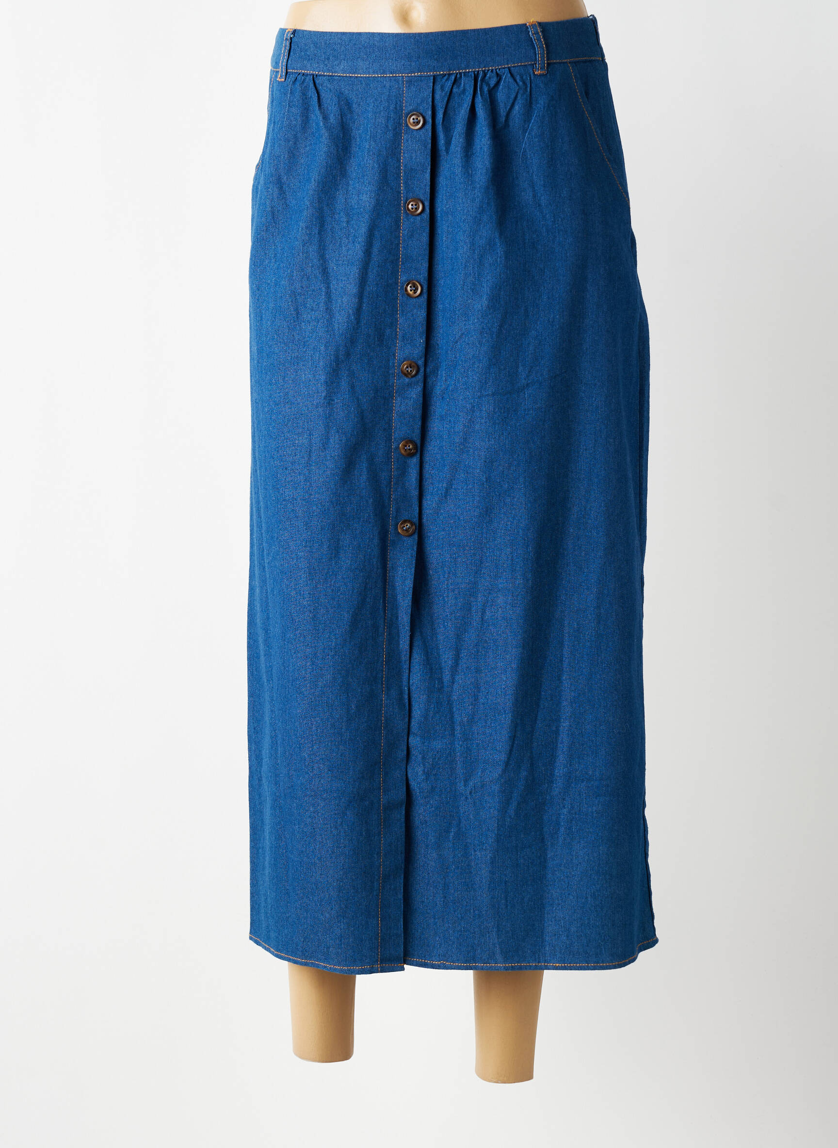 Jupe longue taille haute bleu EMILIE.K femme