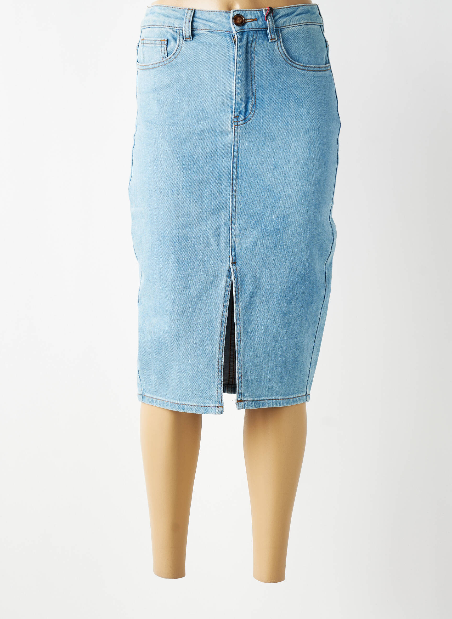 Jupe mi-longue stretch bleu LA PETITE ETOILE femme