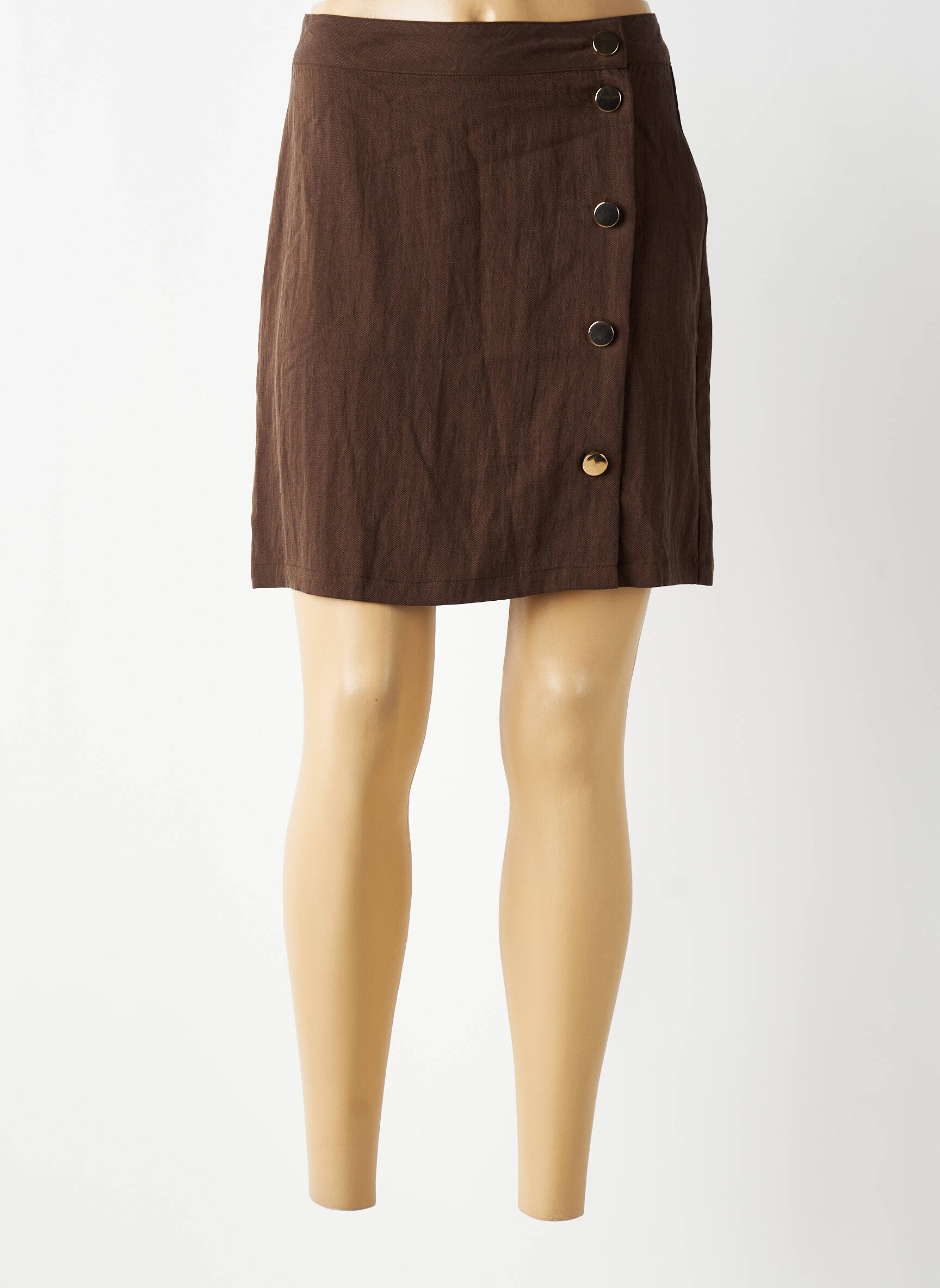 Jupe courte taille à pinces marron LA PETITE ETOILE femme