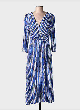 Robe mi-longue manches longues manches longues bleu LA PETITE ETOILE femme