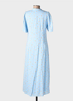 Robe longue tissage popeline manches courtes bleu NUMPH femme
