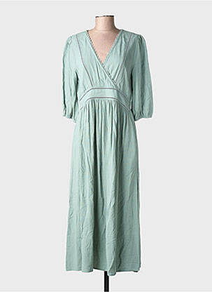 Robe longue manches courtes manches courtes vert EMILIE.K femme