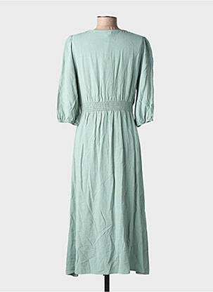 Robe longue manches courtes manches courtes vert EMILIE.K femme