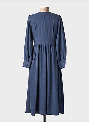 Robe longue manches longues manches longues bleu YUKA femme
