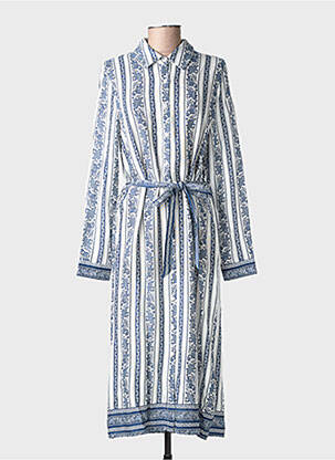 Robe mi-longue imprimé fantaisie manches longues bleu LA PETITE ETOILE femme
