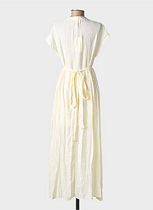 Robe longue tissage popeline manches courtes beige ARTLOVE femme