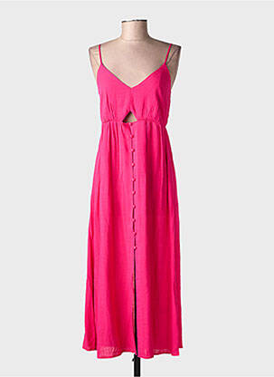 Robe mi-longue col v fines bretelles rose LA PETITE ETOILE femme