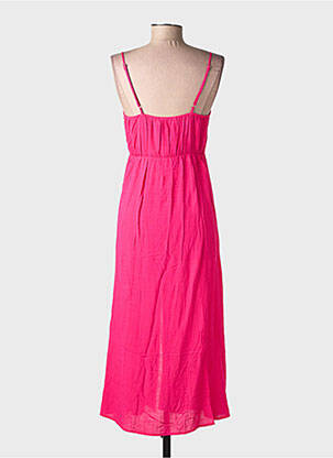 Robe mi-longue col v fines bretelles rose LA PETITE ETOILE femme