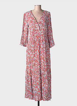 Robe longue manches longues manches longues rouge YUKA femme