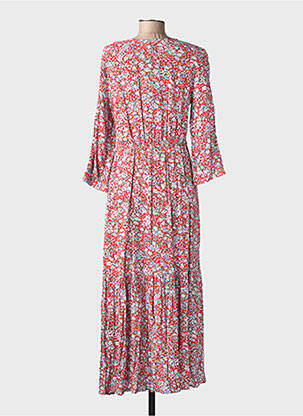 Robe longue manches longues manches longues rouge YUKA femme