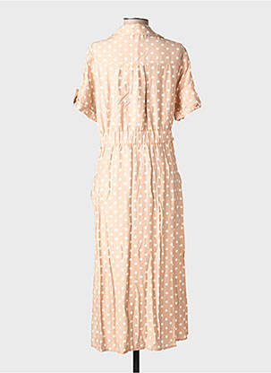 Robe longue tissage popeline manches courtes beige ARTLOVE femme