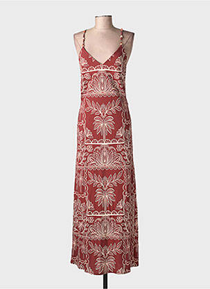 Robe longue tissage popeline sans manche marron LA PETITE ETOILE femme