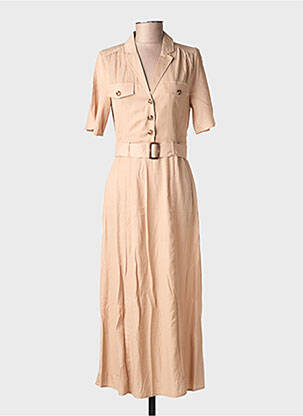 Robe mi-longue manches courtes manches courtes beige LA PETITE ETOILE femme