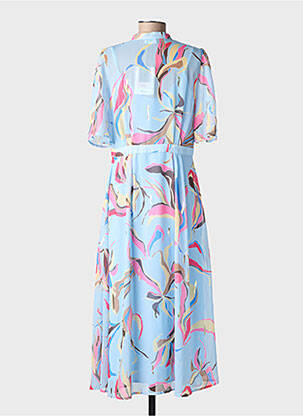Robe mi-longue imprimé fantaisie manches courtes bleu NUMPH femme