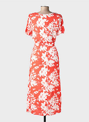 Robe longue imprimé fantaisie manches courtes rouge EMILIE.K femme