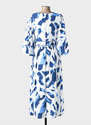 Robe longue imprimé fantaisie manches 3/4 bleu EMILIE.K femme