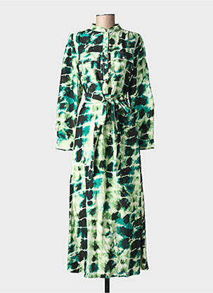 Robe longue manches longues manches longues vert EMILIE.K femme