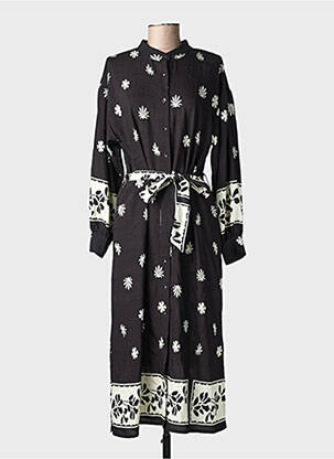 Robe longue manches longues manches longues noir EMILIE.K femme
