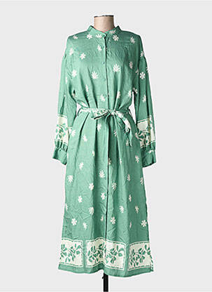 Robe longue manches longues manches longues vert EMILIE.K femme