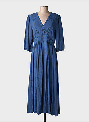 Robe longue coupe cintrée manches 3/4 bleu EMILIE.K femme